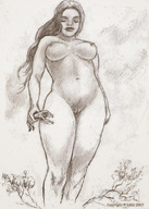 breasts nipples nude pussy handheld brunette smiling captured pencil_drawing nikko strolling