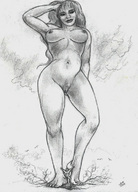 drawing giantess crush nude monochrome barefoot tree nikko
