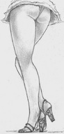 drawing giantess upskirt monochrome in_shoe trapped nikko no_background