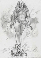 monochrome smiling sandals walking running pencil_drawing nikko crowds threatening looking_at_tiny loincloth