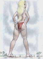 drawing giantess crush color topless tree worship nikko bikini_bottom no_background