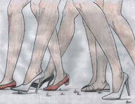 drawing crush high_heels shoes blood shrunken_men sandals nikko imminent_crush no_background parade