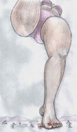 drawing giantess crush swimsuit blood foot_print outdoors nikko point_of_view