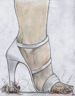 drawing giantess crush color high_heels blood gore under_foot nikko no_background violence