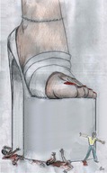 drawing crush toes high_heels blood gore shrunken_men cruel helpless nikko no_background