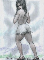 drawing giantess crush black_hair color long_hair dark_skin nikko violence