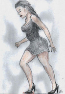 drawing crush black_hair long_hair high_heels angry explosion nikko black_dress no_background violence