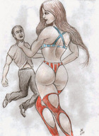 drawing long_hair brunette mini_giantess nikko threatening america no_background