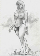 drawing monochrome long_hair topless nikko no_background