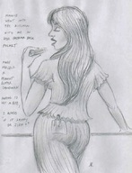 drawing monochrome long_hair story walking shrunken_man pocket sandwich nikko dialogue in_pocket inside_pocket