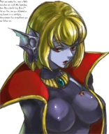 drawing_collage red_eyes story demoness captions necklace no_background spandex_suit cloak