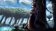 drawing gentle giantess nude color handheld water topless felarya slug_girl forest river commission greekmuscle dracosa