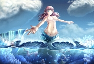 drawing nude size_difference color water ocean boat topless mermaid wave commission greekmuscle walkingbymyself