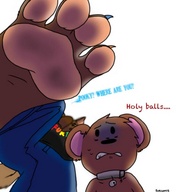 drawing giantess furry jeans fox paws unaware nervous shirt imminent_crush no_background