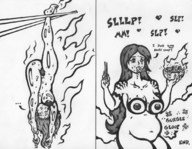 drawing giantess nude vore monochrome long_hair sinclair soup