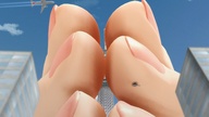 giantess city upskirt destruction barefoot gloves airplane smoke no_panties ikaruga_(senran_kagura) digital_render