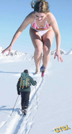 giantess collage swimsuit small_men legs snow grabbing mountians gtsx skis giantess-x