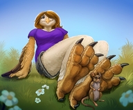 drawing long_hair mouse smiling sitting surprise point_of_view leaning_against_foot