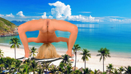 giantess collage nude pussy blonde beach ocean legs sand clouds sky palm_trees