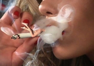collage vore blonde shrunken_men shrunken_man smoke cigarette