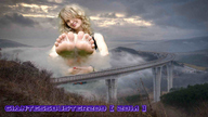 collage landscape mega blonde bridge barefoot soles highway clouds looking_at_viewer mist giantessbuster209