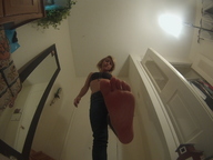 blonde barefoot short_hair indoors bedroom point_of_view