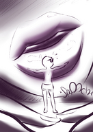 drawing gentle giantess monochrome lips kissing nails xanafar anon hugging_lips