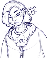 drawing monochrome shrunken_woman sketch freckles sheela looking_at_victim trapped_in_cleavage