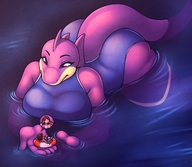 drawing giantess furry anthro color swimsuit handheld water sheela looking_at_giantess on_palm shark_girl