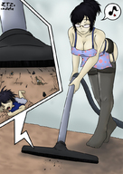 drawing color cleavage stockings unaware shrunken_man vacuum etz