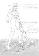 drawing giantess crush giga city monochrome large_breasts destruction barefoot nipping multiple_sizes story giantesses yamumil