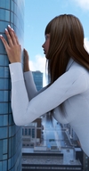 giantess city long_hair brunette dark_skin outdoors leaning_forward looking_in mike973 digital_render long_sleeves