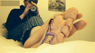 collage barefoot high_heels underwear worship shrunken_woman looking_down drinking hoodie midyin dereith