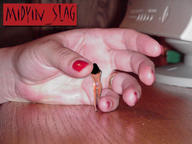 collage black_hair long_hair underwear shrunken_woman on_table midyin open_hand