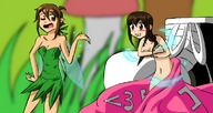 drawing long_hair fairy shoes brunette embarrassed shrunken_woman covering_breasts herretik convenient_censorship