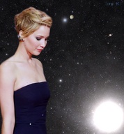 giantess collage blonde space planet dress short_hair sun stars jennifer_lawrence zitukx cosmic_giantess