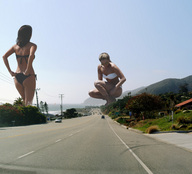breasts giantess collage mega butt swimsuit brunette wonderslug sunglasses highway giantesses vehicles crouching sky road oceanside lucy_mecklenburgh lydia_bright tugging