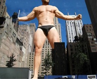 collage giant buildings speedo outdoors arms_spread facial_hair