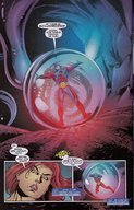 drawing giantess vore comic color angry story giganta red_hair mask costume belt atom dialogue dc_comics trapped_in_mouth ryan_choi