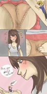 handheld brunette shrunken_men shrunken_man panty_entrapment looking_at_tiny justagiant math_problems pressed_against_anus