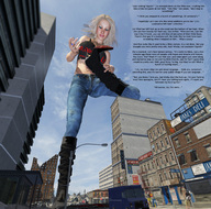 giantess crush city blonde destruction blood low_angle story boots rubble cruel english captions van redfiredog digital_render