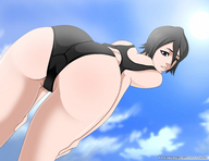 bleach black_hair color butt swimsuit point_of_view looking_at_viewer one_piece_bikini rukia_kuchiki xbenhgx