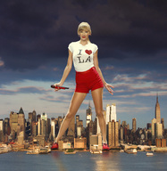 collage city mega blonde legs skyscraper sky sunset looking_at_viewer docop taylor_swift waterfront