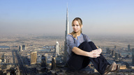 giantess collage city mega clothed sitting burj_khalifa looking_at_viewer docop jennifer_lawrence