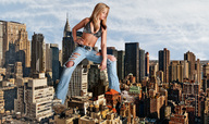 breasts collage city mega blonde destruction clothed wonderslug sitting belly skyscraper sky new_york_city torn_jeans paige_vanzant chrysler_building