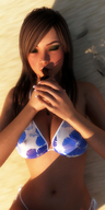 gentle swimsuit handheld cleavage brunette kissing manicure closed_eyes mike973 digital_render pierced_nose