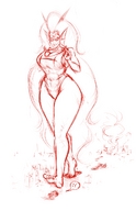 drawing giantess monochrome long_hair swimsuit destruction barefoot foot_crush shrunken_people sketch cruel homestuck strolling feferi_peixes audiophilekitsune