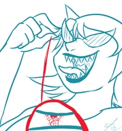 drawing tongue fangs sunglasses between_fingers zoom imminent_vore homestuck twisted_persona karkat_vantas terezi_pyrope