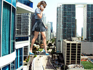 giantess collage city skirt high_heels brunette wonderslug legs walking streets vehicle_crush between_buildings miami aubrey_plaze