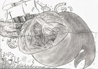 breasts drawing giantess monochrome attack ocean mermaid bbw voluptuous ssbbw ships fish shipwreck